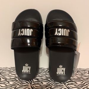 JUICY COUTURE Puffy Comfy Black Slide Sandal Mule Summer Shoe Size 6M NWT